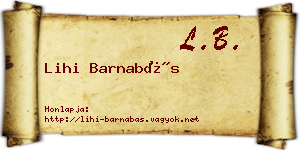 Lihi Barnabás névjegykártya